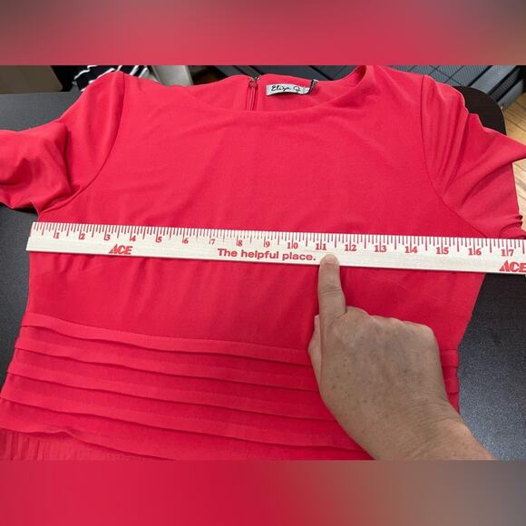 Eliza J Jersey Pleated Fit Flare Dress Size 6 Coral‎ Classic MIDI - Picture 7 of 7